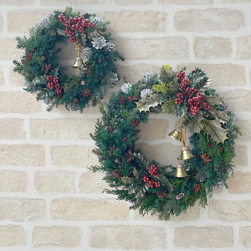 早割価格》針葉樹香るクリスマスリース/25cm プリザーブドフラワー