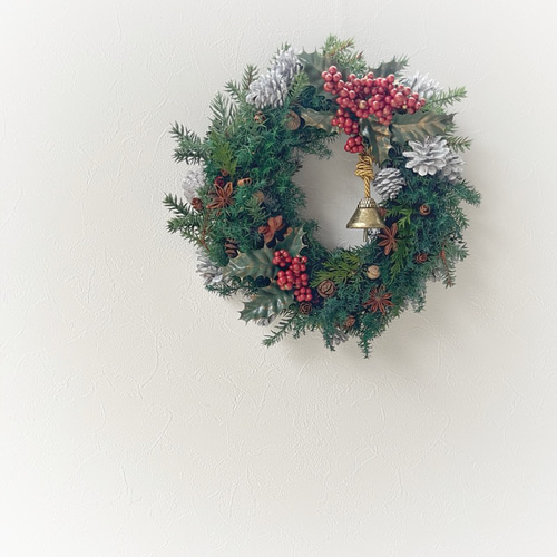 早割価格》針葉樹香るクリスマスリース/25cm プリザーブドフラワー
