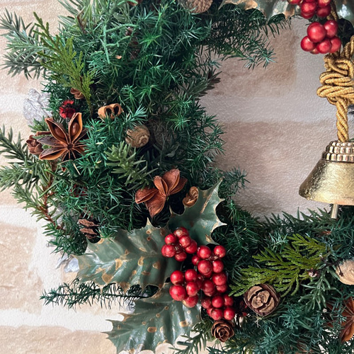 早割価格》針葉樹香るクリスマスリース/25cm プリザーブドフラワー