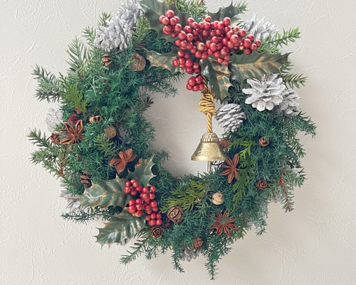 早割価格》針葉樹香るクリスマスリース/25cm プリザーブドフラワー