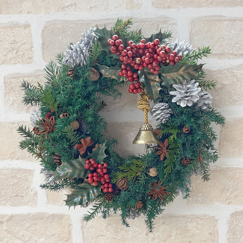 クリスマス飾り　リース&ブーケ 楽天市場】クリスマスリース 玄関 ホーン籐 外に飾れるリース