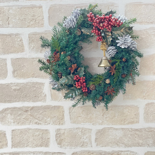 早割価格》針葉樹香るクリスマスリース/25cm プリザーブドフラワー