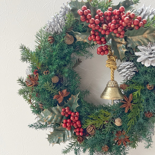 早割価格》針葉樹香るクリスマスリース/25cm プリザーブドフラワー