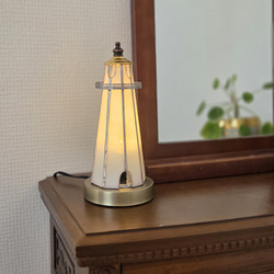 昭和レトロガラス LEDセンサーライト USB充電式 置型 照明 ステンド