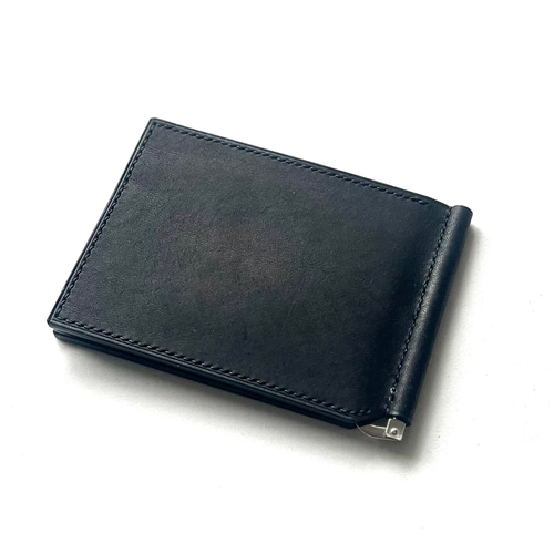 ‼️SALE‼️マネークリップ　ショート財布　オーバルナバホコンチョ　黒　ブラック 本革マネークリップ ショート財布 オーバルターコイズコンチョ