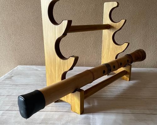 尺八置き 3本 ヒノキ オールナットツヤなし その他インテリア雑貨