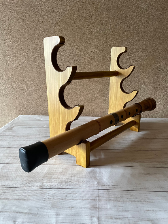 尺八置き 3本 ヒノキ オールナットツヤなし その他インテリア雑貨