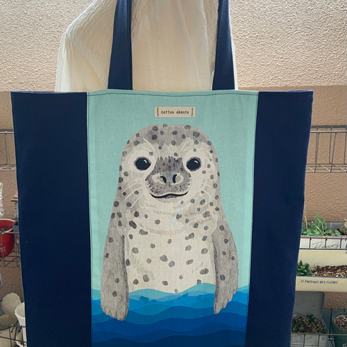 大きなトート 水の生き物 アニマルシリーズ アザラシ エコバッグ・サブ  