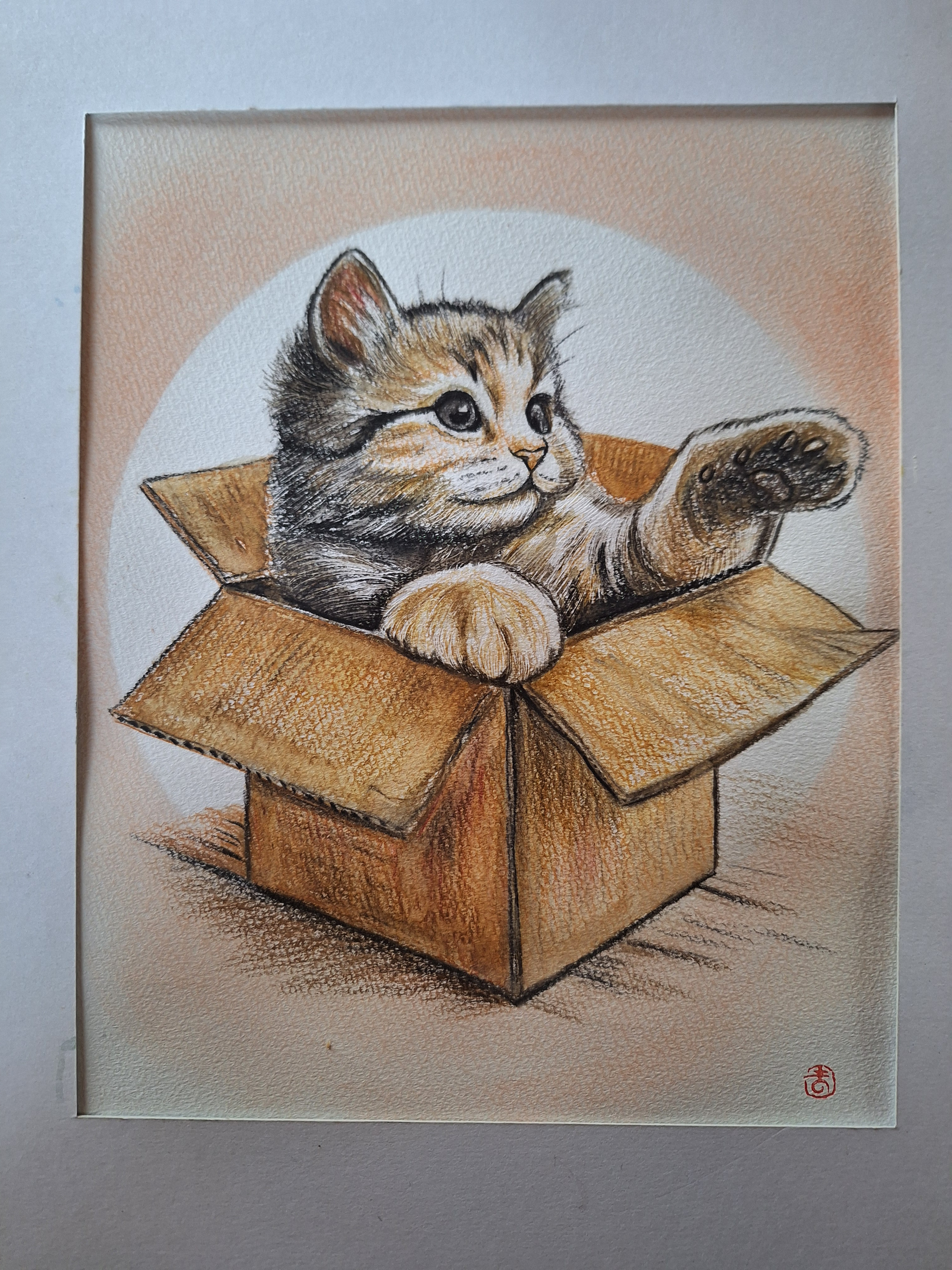 韓国ブランド通販サイト ふんわり子猫のまなざし(鉛筆画)(A4サイズ)(額無し) 絵画