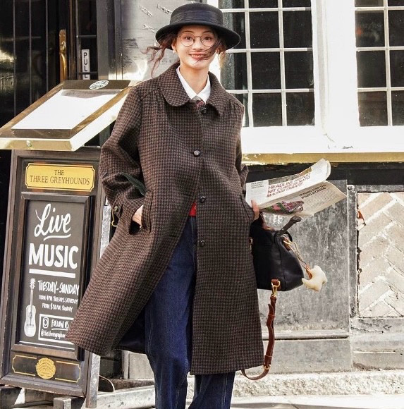 80年代物ヴィンテージ春秋用コート 襟大きめ 甘ったるく 