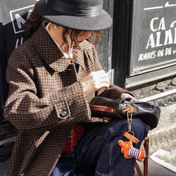 レトロモダンな丸襟　ウールのロングコート【春秋冬】黒系 13枚目の画像