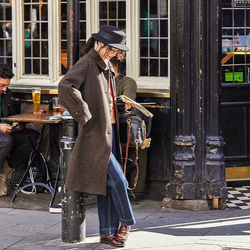 レトロモダンな丸襟　ウールのロングコート【春秋冬】黒系 15枚目の画像