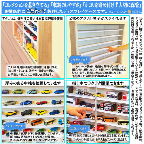 １×６・１×ワイド ミニカーケース コレクション 収納 アクリル障子付 日本製 ☆値下げ☆1×6・1×ワイド ミニカーケース ミニチュア