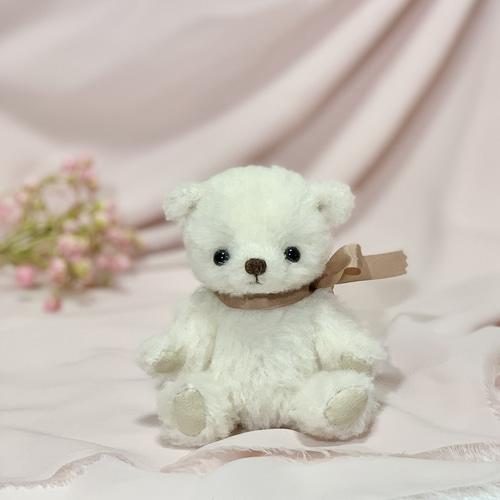 テディベア 丸いくまちゃん 可愛い熊ちびくまちゃんハンドメイド ぬいぐるみ ふわふわ毛くまちゃん きれい🩵ブルーカラーの子 身長約13
