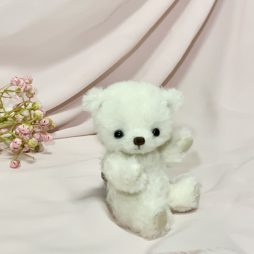 テディベア 小さな熊 ピンクベージュ色 可愛いくま ハンドメイドぬいぐるみ クマ くま ぬいぐるみ かわいい 小さい 正規品 ふわふわ