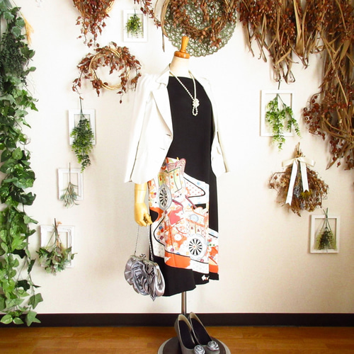 大きめサイズ】着物ドレス◎御所◎細見え縦長シルエット&オール  