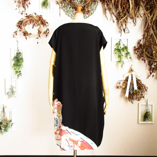 大きめサイズ】着物ドレス◎御所◎細見え縦長シルエット&オール  