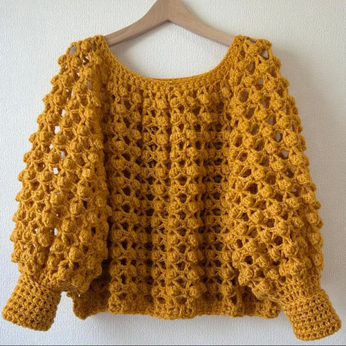 ずっと気になってた ☆handmade☆手編み 大きな玉編みニット ニット・セーター トップス