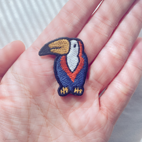 レア物❗【MC5❕】刺繍ワッペン/バクプリ/つなぎ/オーバーオール‼️ オニオオハシ 鳥 キツツキ|刺繍ワッペン アップリケ|アイロン接着