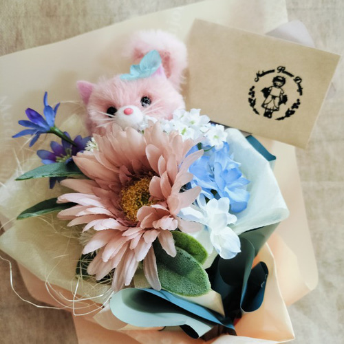 花材半オーダーメイド》猫好き犬好きなお母さんのフラワーブーケ お