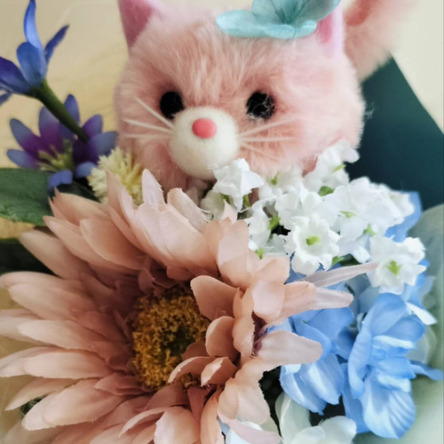 花材半オーダーメイド》猫好き犬好きなお母さんのフラワーブーケ お