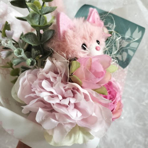 花材半オーダーメイド》猫好き犬好きなお母さんのフラワーブーケ お