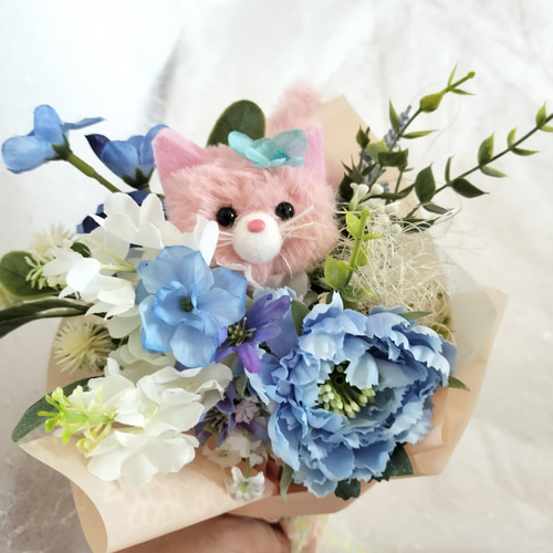 花材半オーダーメイド》猫好き犬好きなお母さんのフラワーブーケ お