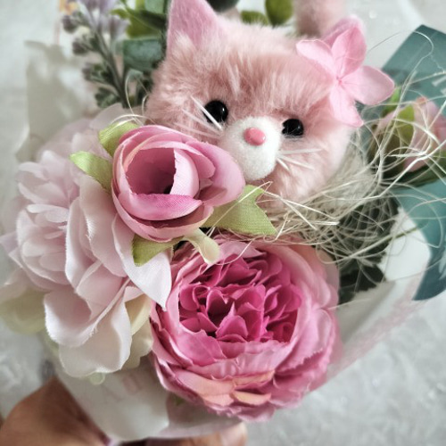 花材半オーダーメイド》猫好き犬好きなお母さんのフラワーブーケ お