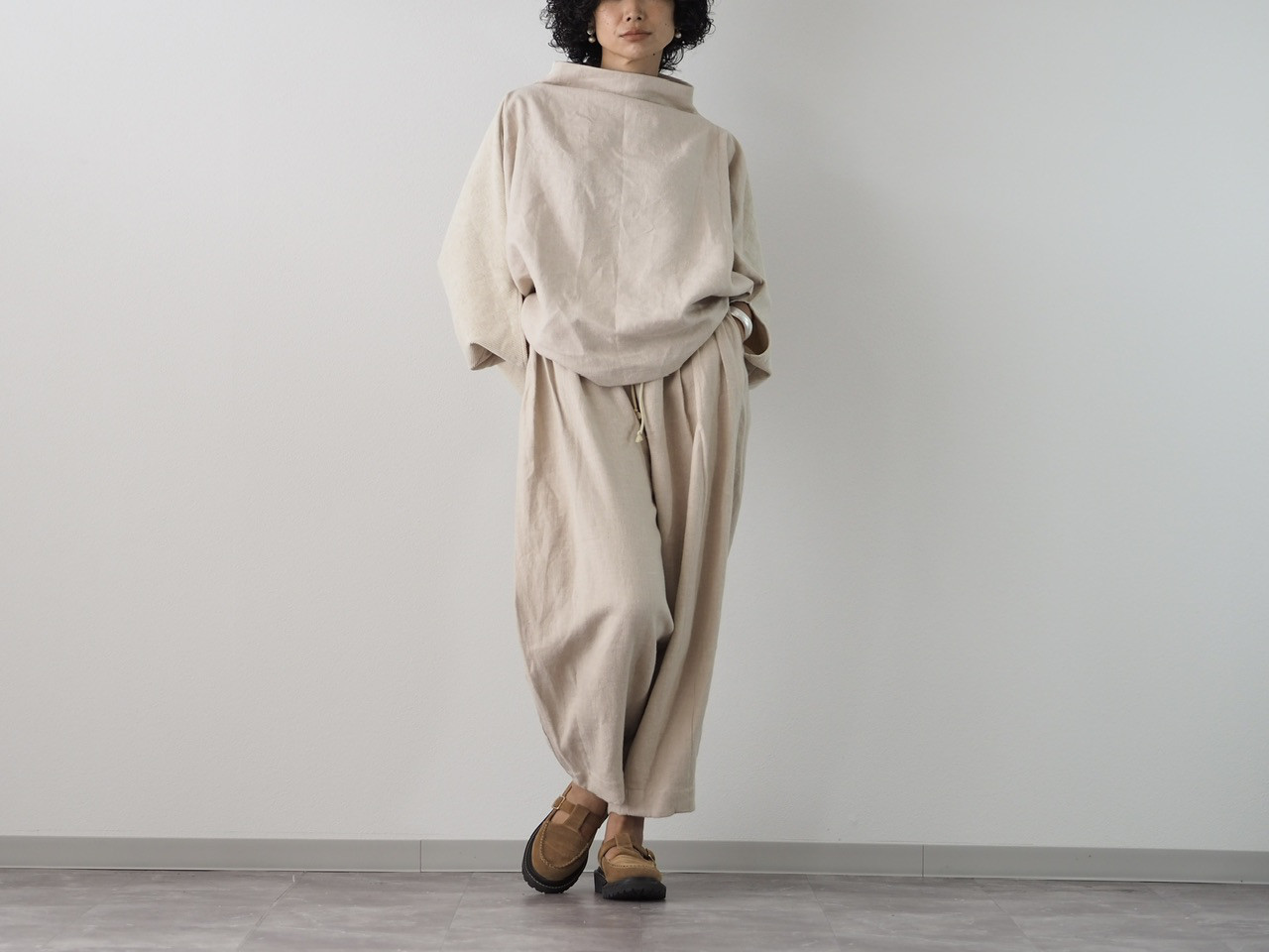 やわらか起毛リネンのサーカスパンツ/2size