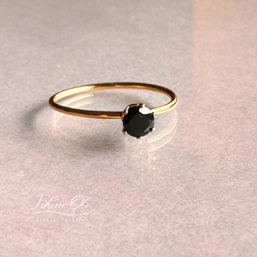 ブラックスピネル6本爪リング 11号/14KGF 指輪・リング IshinoOto