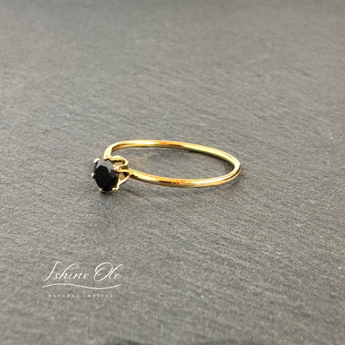 ブラックスピネル6本爪リング 11号/14KGF 指輪・リング IshinoOto