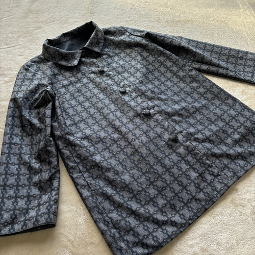 大島紬のショートコート リバーシブル 青龍郷 着物リメイク コート