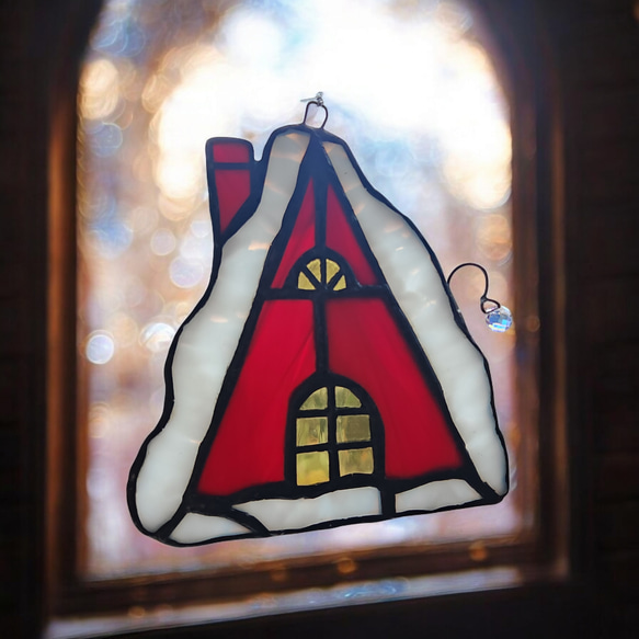 クリスマス雑貨 窓飾り サンキャッチャー ステンドグラス クリスマス家