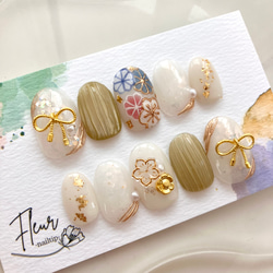 成人式や普段使いにも使える洋風漂う和柄ネイルチップ ネイルチップ