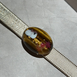 天然石老虎與麻雀 obidome 小馬鉤胸針 第5張的照片