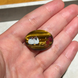 天然石老虎與麻雀 obidome 小馬鉤胸針 第7張的照片