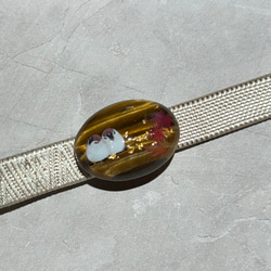 天然石老虎與麻雀 obidome 小馬鉤胸針 第4張的照片