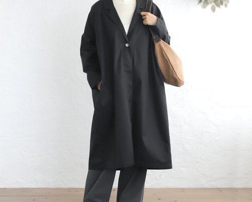 ロングシーズン役立つ コットンツイル テーラーカラー アトリエコート