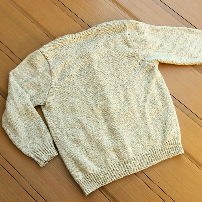 国産糸で編んだ【Ⅼサイズ】モチーフケーブルカーデイガン 長袖 手編み