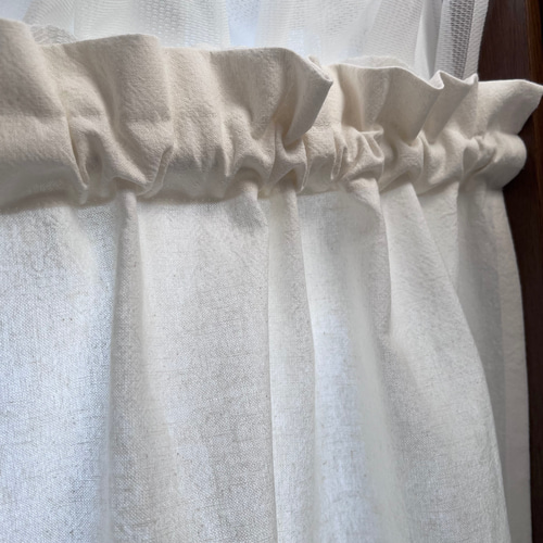 アイボリーホワイト ナチュラル ハーフリネン カフェカーテン カーテン