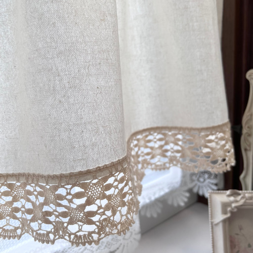 お客ஐ⋆*ナチュラルガーゼリネンのカフェカーテン・アンティークドイリー付き お客様専用ஐ⋆*ナチュラルガーゼリネンのカフェカーテン