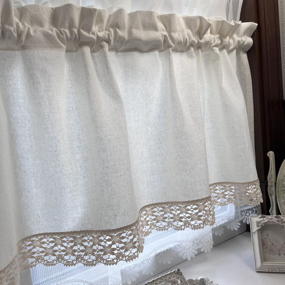 e…ஐ⋆*ナチュラルリネンガーゼのふりふりカーテン e…ஐ⋆*ナチュラルリネンガーゼのふりふりカーテン フリルガーゼ