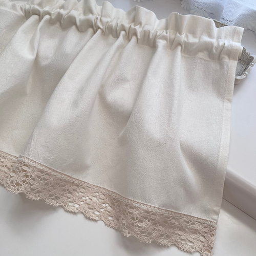 アイボリーホワイト ナチュラル ハーフリネン カフェカーテン カーテン