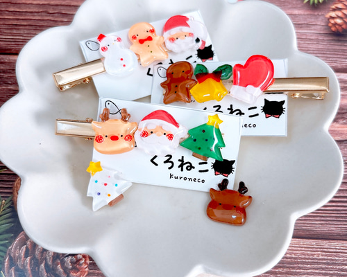 クリスマス ヘアクリップ(6cm) 【サンタ トナカイ ゆきだるま