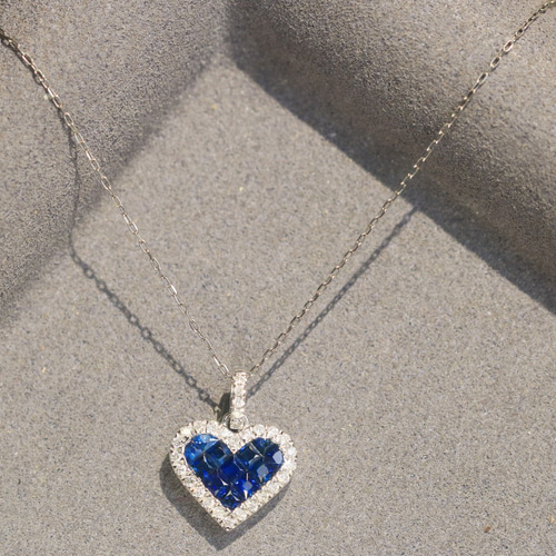 ハート形 サファイアペンダントトップk18 ペンダントトップ パール  