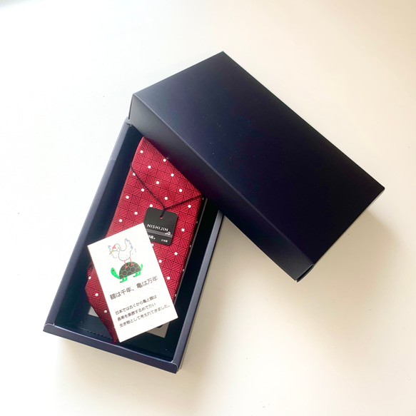 縁起ネクタイ　鶴は千年、亀は万年　送料無料　ワイン 8枚目の画像