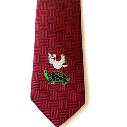 縁起ネクタイ　鶴は千年、亀は万年　送料無料　ワイン 1枚目の画像