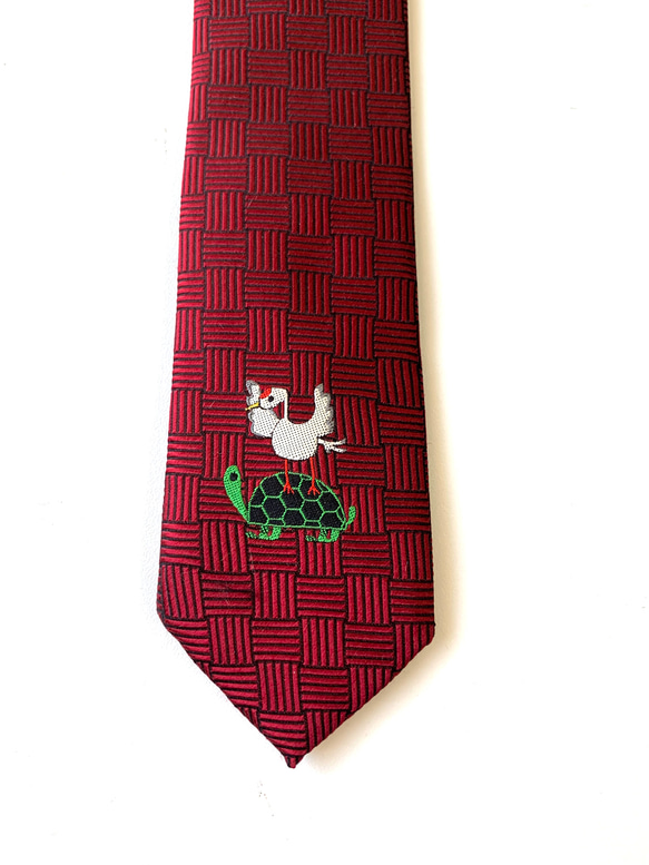 縁起ネクタイ　鶴は千年、亀は万年　送料無料　ワイン 1枚目の画像