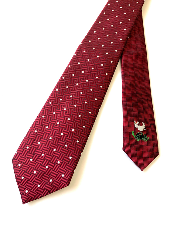 縁起ネクタイ　鶴は千年、亀は万年　送料無料　ワイン 2枚目の画像