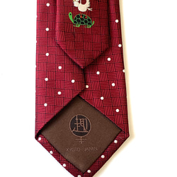 縁起ネクタイ　鶴は千年、亀は万年　送料無料　ワイン 4枚目の画像